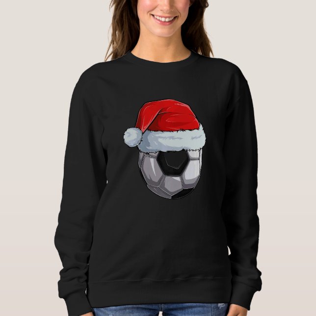 Soccer Ball Santa Hat Christmas Ball Santa Pyjamas Sweatshirt (Front)