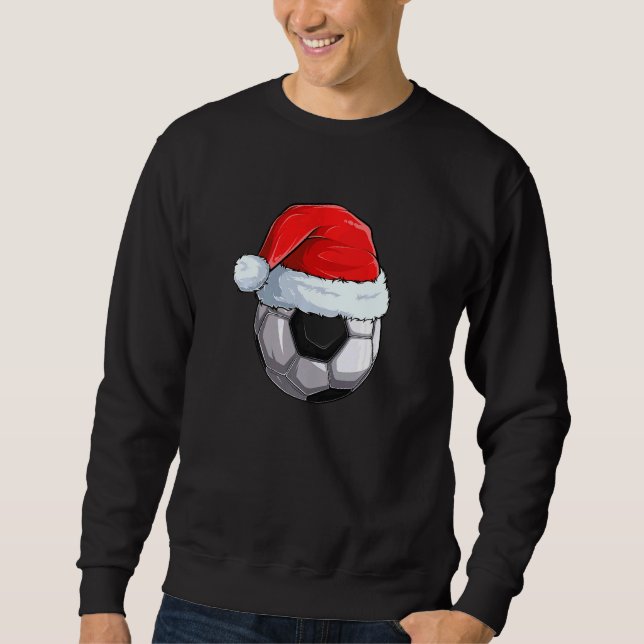 Soccer Ball Santa Hat Christmas Ball Santa Pyjamas Sweatshirt (Front)