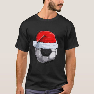 Soccer Ball Santa Hat Christmas Pajama Cool Sport  T-Shirt