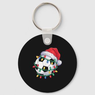 Soccer Ball Santa Hat Men Women Christmas Soccer X Key Ring