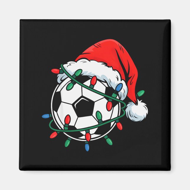 Soccer Ball Santa Hat Xmas Funny Christmas Soccer  Magnet (Front)