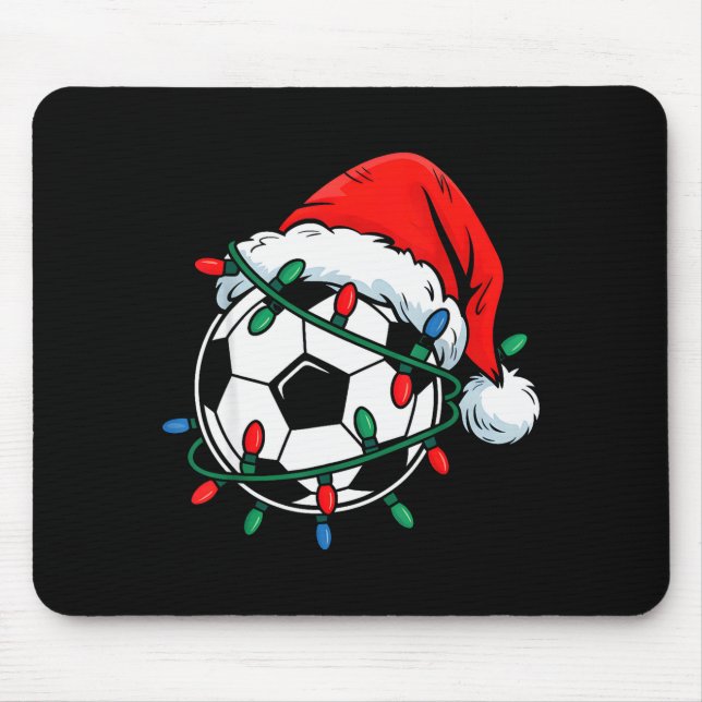 Soccer Ball Santa Hat Xmas Funny Christmas Soccer  Mouse Pad (Front)