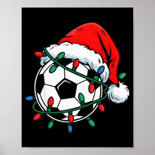 Soccer Ball Santa Hat Xmas Funny Christmas Soccer  Poster