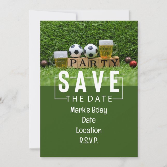 Soccer ball Save the date Birthday Party Invitation (Front)