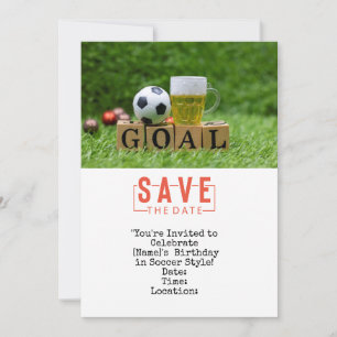 Soccer ball Save the date for  Birthday Party  Invitation