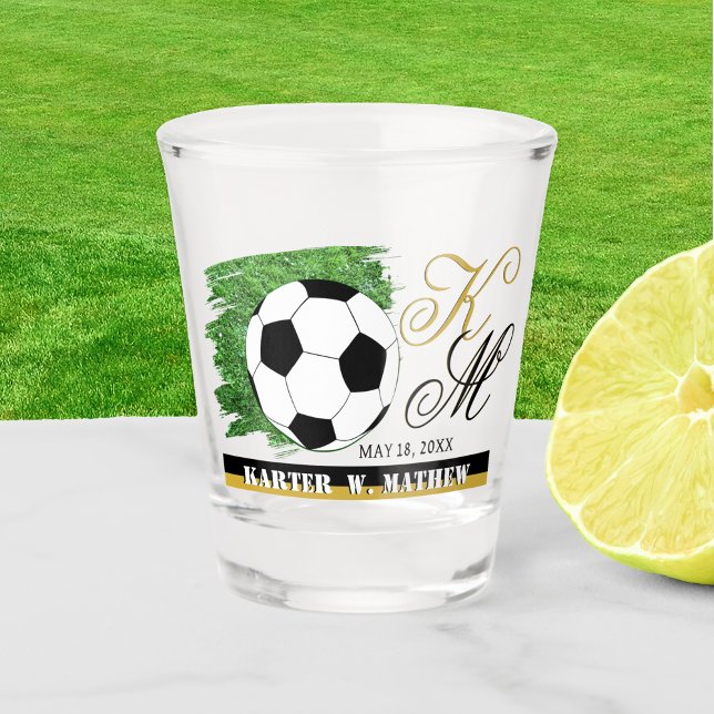 Soccer Ball Shot Glass, Monogram, Name / Custom Glass (Creator Uploaded)