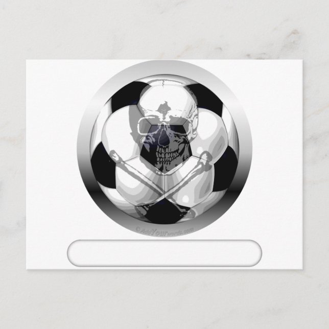 Soccer Ball Skull and Crossbones Postcard (Front)