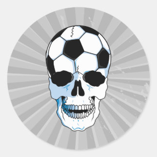 soccer ball skull head classic round sticker