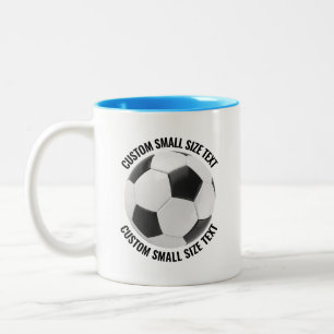 Soccer Ball & Small Text LIGHT BLUE 11oz Custom Two-Tone Coffee Mug