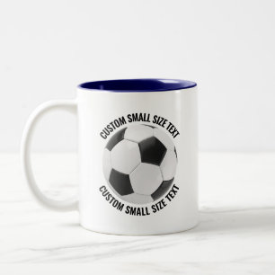 Soccer Ball & Small Text NAVY BLUE 11oz Custom Two-Tone Coffee Mug