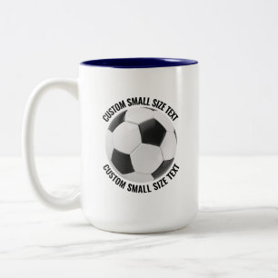 Soccer Ball & Small Text NAVY BLUE 15oz Custom Two-Tone Coffee Mug