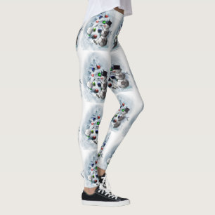 Soccer Ball Snowman Christmas Leggings
