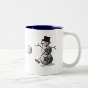 Soccer Ball Snowman Two-Tone Coffee Mug