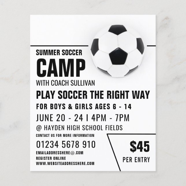 Soccer Ball, Soccer Camp Advertising Flyer (Front)