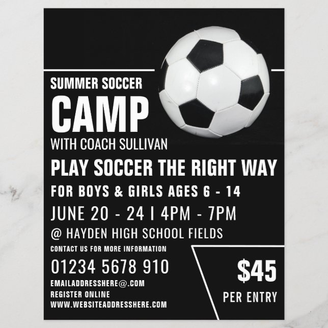 Soccer Ball, Soccer Camp Advertising Flyer (Front)