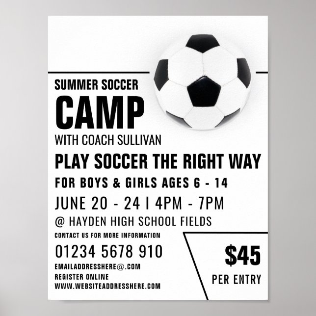 Soccer Ball, Soccer Camp Advertising Poster (Front)