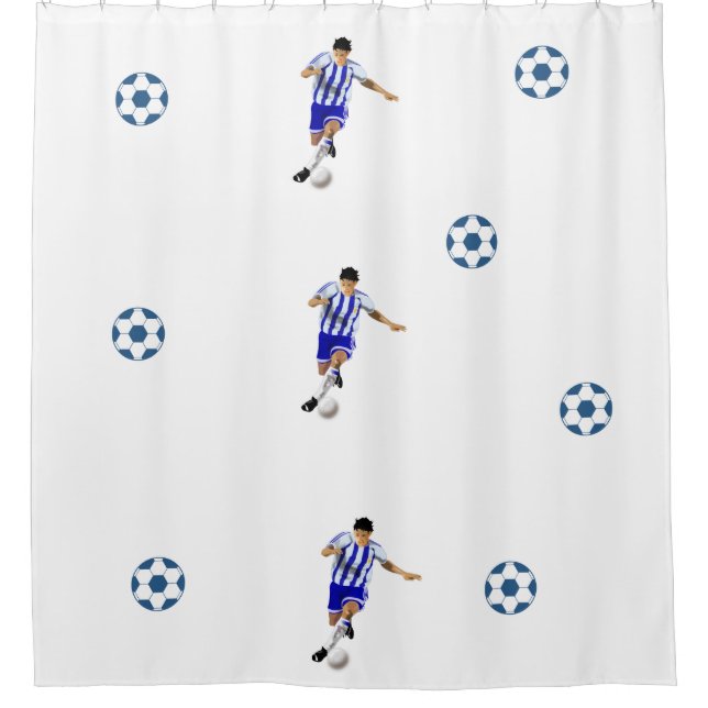Soccer Ball/Soccer Player Design Shower Curtain (Front)