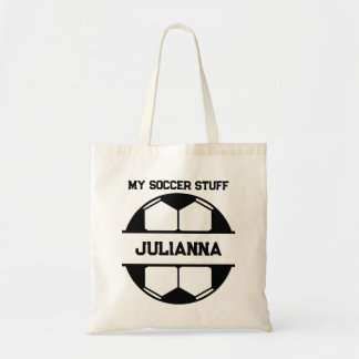 Soccer Ball Sport Gift for Girl or Boy Custom Name Tote Bag