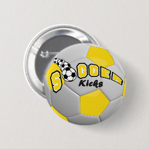 Soccer Ball Sport Kicks   Yellow 6 Cm Round Badge