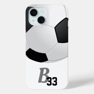 Soccer Ball Sports Monogram Player Number Kids  iPhone 15 Case