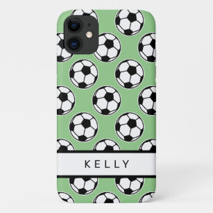 Soccer ball sports pattern personalised name Case-Mate iPhone case