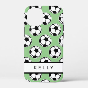 Soccer ball sports pattern personalised name iPhone 12 mini case
