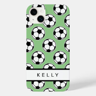 Soccer ball sports pattern personalised name Case-Mate iPhone 14 plus case