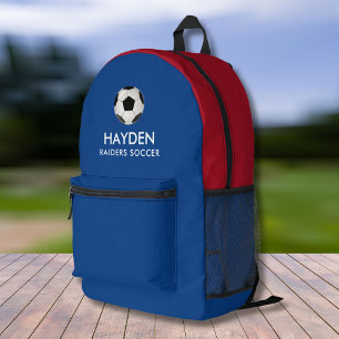 Soccer Ball Sports Team Personalised Colours Name  Printed Backpack