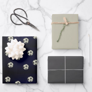Soccer Ball Sporty  Design Wrapping Paper Sheet