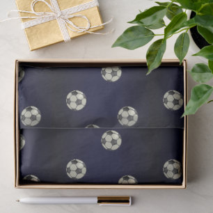Soccer Ball Sporty Wrapping Paper-Deep Rich Blue Tissue Paper
