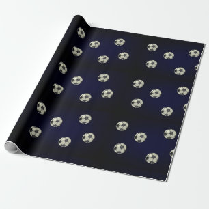 Soccer Ball Sporty Wrapping Paper-Deep Rich Blue Wrapping Paper