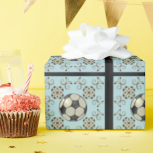 Soccer Ball Sporty Wrapping PaperBaby Blue 2 Paper