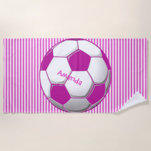 Soccer Ball Stripes Design Beach Towel