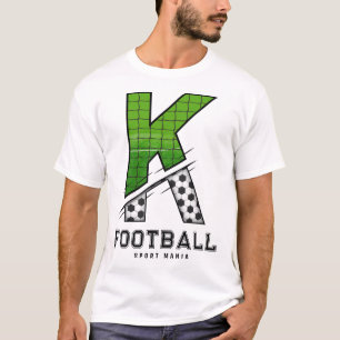 Soccer Ball Texture Initial Sporty Typography T-Shirt