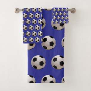 Soccer Ball Theme Deep Blue Bath Towel Set