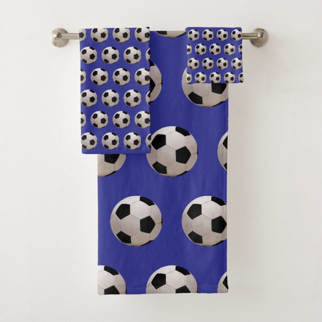 Soccer Ball Theme Deep Blue     Bath Towel Set (Insitu)