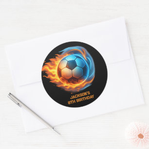 Soccer Ball Theme Sports Birthday  Classic Round Sticker