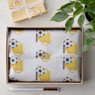 Soccer Ball & Trophy Pattern Sports Lovers Team Tissue Paper