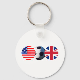 Soccer Ball UK & USA Flags The MUSEUM Zazzle Key Ring