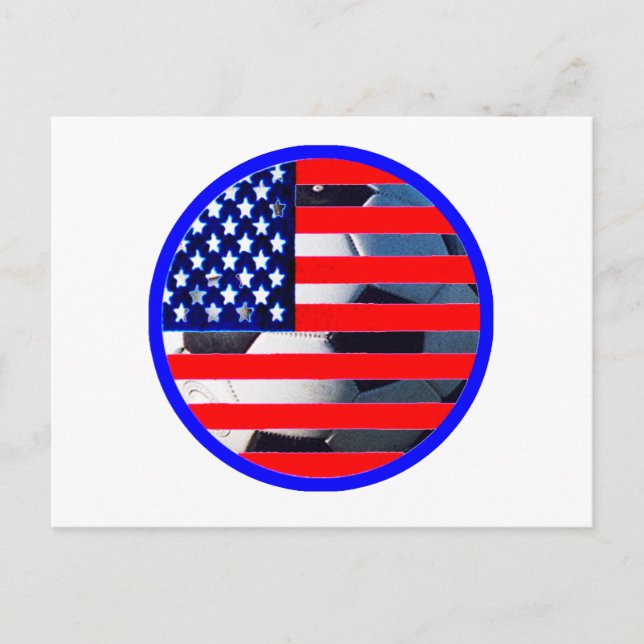 Soccer Ball & USA Flag2 The MUSEUM Zazzle Blue-C Postcard (Front)