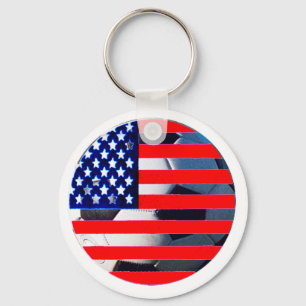 Soccer Ball & USA Flag2 The MUSEUM Zazzle Key Ring