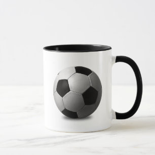 SOCCER BALL VECTOR ICON GRAPHICS BLACK WHITE SPORT MUG