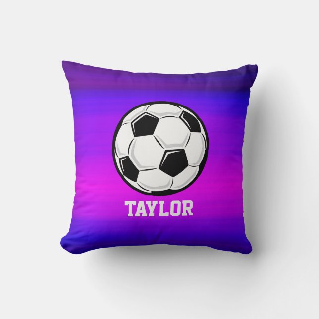 Soccer Ball; Vibrant Violet Blue and Magenta Cushion (Front)