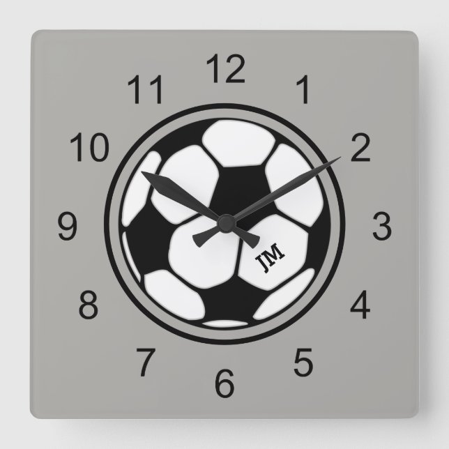 Soccer Ball Wall Clock Black And Grey (Front)