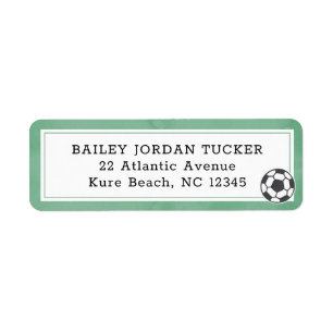 Soccer Ball Watercolor Green Return Address Label