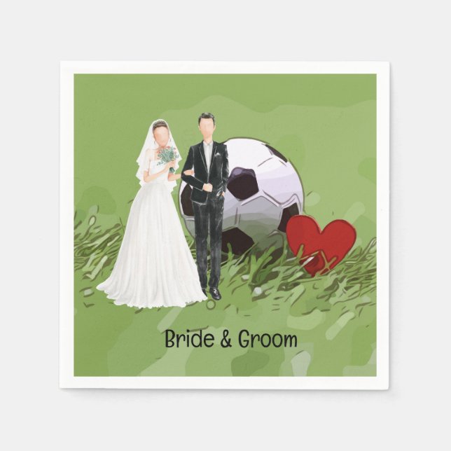 Soccer ball wedding themed  napkin (Front)