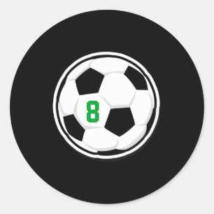 Soccer Ball White Black Green Kids Team Number T S Classic Round Sticker