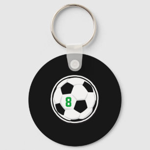 Soccer Ball White Black Green Kids Team Number T S Key Ring