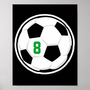 Soccer Ball White Black Green Kids Team Number T S Poster