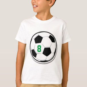 Soccer Ball White Black Green Kids Team Number T-Shirt